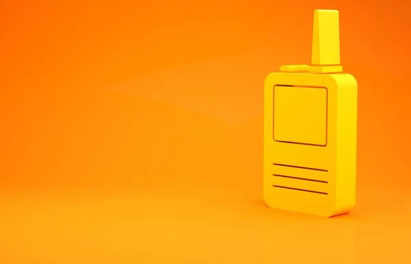 Yellow Walkie Talkie Icoon Geïsoleerd Oranje Achtergrond Draagbare Radio Zender — Stockfoto