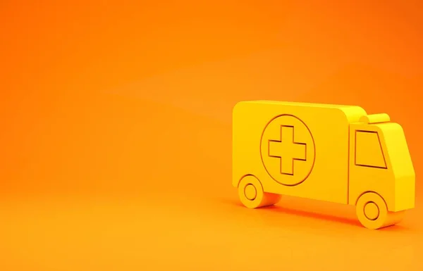Gul Ambulans Och Nödbil Ikon Isolerad Orange Bakgrund Ambulans Fordon — Stockfoto