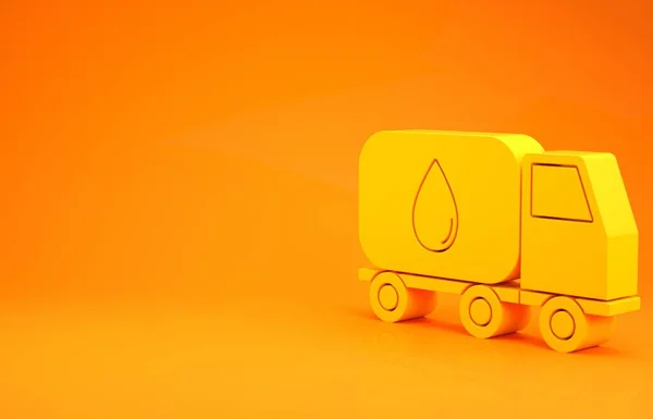 Icône Camion Livraison Eau Jaune Isolé Sur Fond Orange Concept — Photo