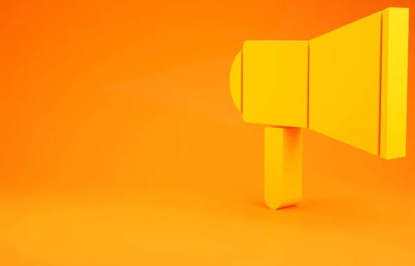 Желтый Мегафон Значок Изолирован Оранжевом Фоне Знак Оратора Концепция Минимализма — стоковое фото