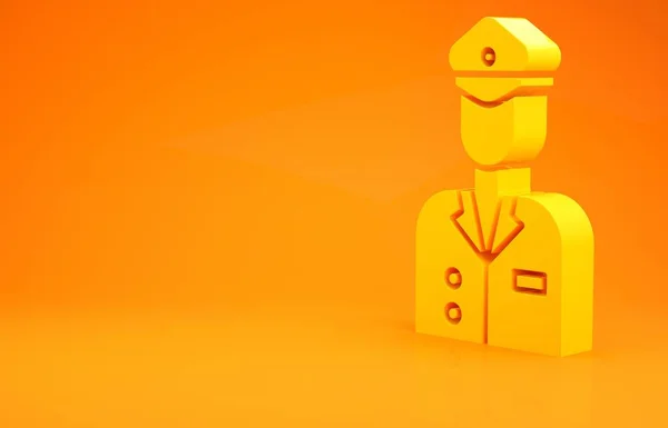 Yellow Pilot icon isolated on orange background. Minimalism concept. 3d illustration 3D render