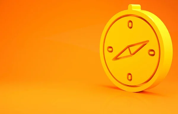 Ikona Żółtego Kompasu Odizolowana Pomarańczowym Tle Symbol Nawigacji Windrose Wiatr — Zdjęcie stockowe