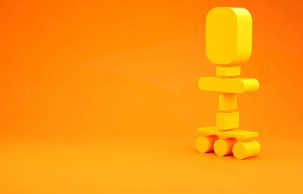 Yellow Office Chair Icon Isolated Orange Background Minimalism Concept Illustration — Stock Photo, Image