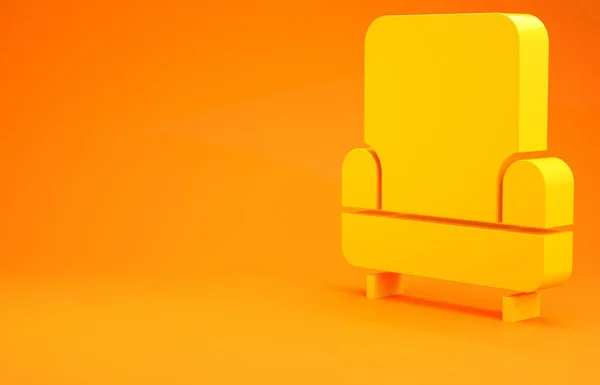 Ícone Poltrona Amarelo Isolado Fundo Laranja Conceito Minimalismo Ilustração Render — Fotografia de Stock
