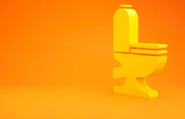 Żółta Ikona Muszli Klozetowej Izolowana Pomarańczowym Tle Koncepcja Minimalizmu Ilustracja — Zdjęcie stockowe