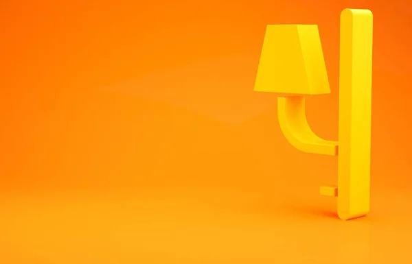 Yellow Wall sconce icon isolated on orange background. Wall lamp light. Minimalism concept. 3d illustration 3D render