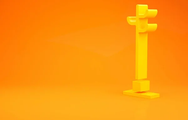 Желтое Пальто Стоять Значок Изолирован Оранжевом Фоне Концепция Минимализма Рендеринг — стоковое фото