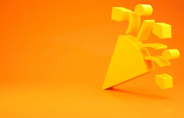 Ícone Confete Festivo Amarelo Isolado Fundo Laranja Conceito Minimalismo Ilustração — Fotografia de Stock