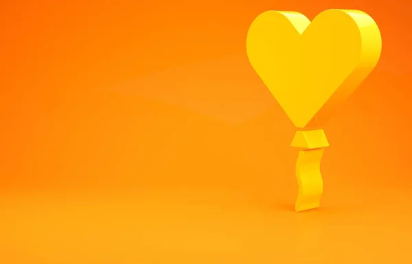 Balon Kuning Dalam Bentuk Hati Dengan Ikon Pita Terisolasi Pada — Stok Foto