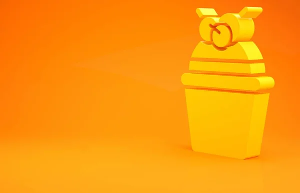 Ikona Żółtego Ciasta Odizolowana Pomarańczowym Tle Wszystkiego Najlepszego Koncepcja Minimalizmu — Zdjęcie stockowe