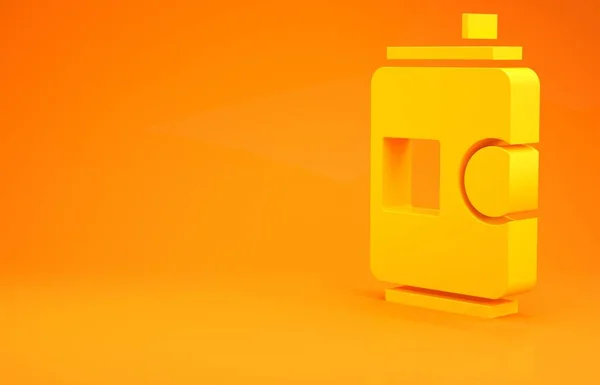 Yellow Beer Can Icoon Geïsoleerd Oranje Achtergrond Minimalisme Concept Illustratie — Stockfoto