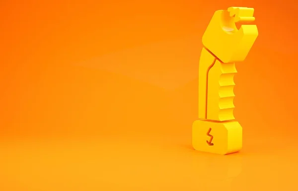Желтая Иконка Полицейского Электрошокера Выделена Оранжевом Фоне Шок Защиты Электрошокер — стоковое фото