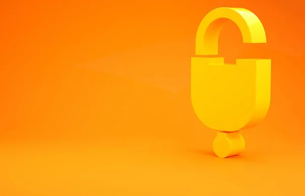 Κίτρινη Κλειδαριά Και Εικονίδιο Κλειδιού Απομονώνονται Πορτοκαλί Φόντο Σύμβολο Padlock — Φωτογραφία Αρχείου