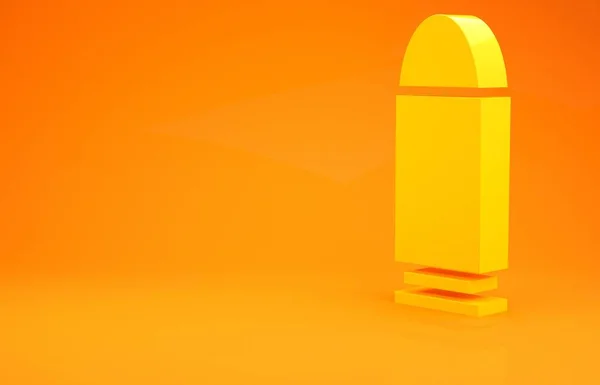 オレンジ色の背景に孤立した黄色の弾丸のアイコン 最小限の概念 3Dイラスト3Dレンダリング — ストック写真