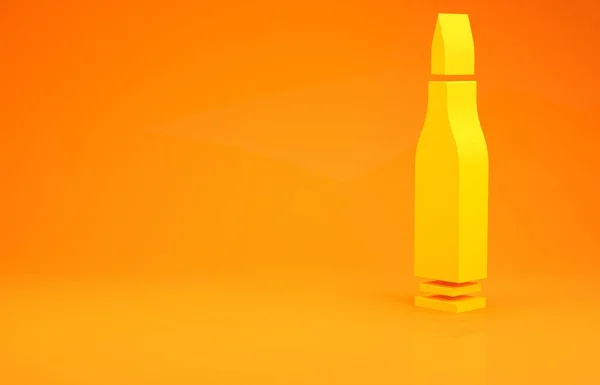 Желтая Пуля Значок Изолирован Оранжевом Фоне Концепция Минимализма Рендеринг — стоковое фото