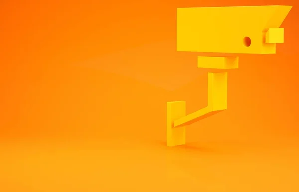 Желтый Значок Камеры Безопасности Изолирован Оранжевом Фоне Концепция Минимализма Рендеринг — стоковое фото