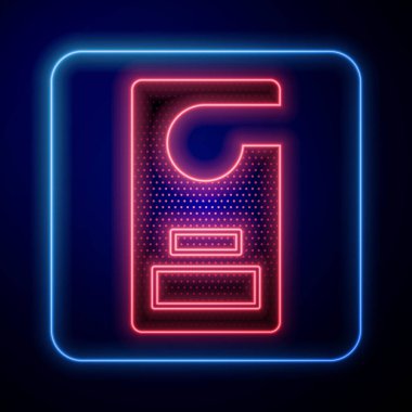 Parlayan neon lütfen mavi arkaplanda izole edilmiş simgeyi rahatsız etmeyin. Otel Kapısı Askısı Etiketleri. Vektör İllüstrasyonu
