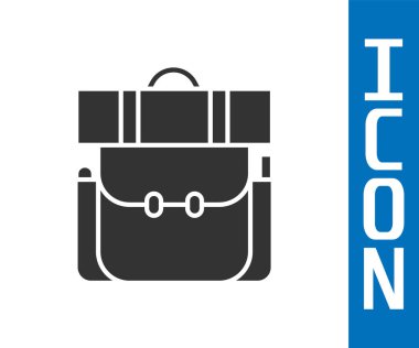 Gri Yürüyüş sırt çantası simgesi beyaz arkaplanda izole edildi. Kamp ve dağ gezisi sırt çantası. Vektör İllüstrasyonu