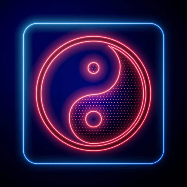 Lumineux Néon Yin Yang Symbole Harmonie Icône Équilibre Isolé Sur — Image vectorielle