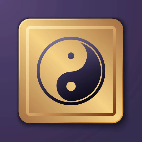 Purple Yin Yang Symbol Harmony Balance Icon Isolated Purple Background — Stock Vector