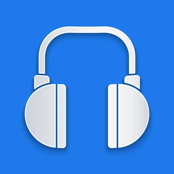 Icono Auriculares Corte Papel Aislado Sobre Fondo Azul Auriculares Concepto — Archivo Imágenes Vectoriales