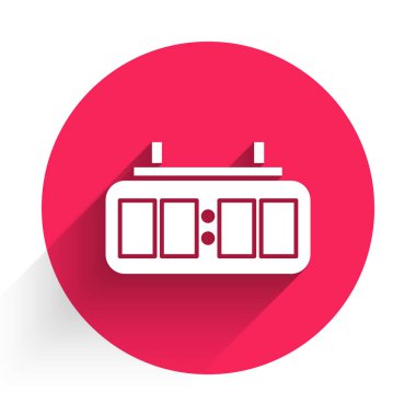 Beyaz Spor hokey mekanik skorbordu ve uzun gölgeli görüntü ikonu. Kırmızı daire düğmesi. Vektör İllüstrasyonu