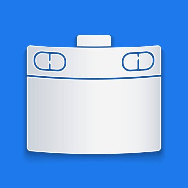 Kağıt kesiği tablet simgesi mavi arkaplanda izole edildi. Kağıt sanatı tarzı. Vektör İllüstrasyonu