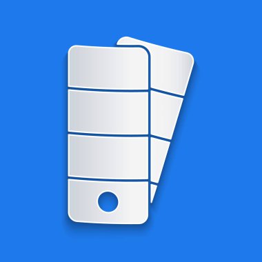 Kağıt kesiği Palet simgesi mavi arkaplanda izole edildi. Kağıt sanatı tarzı. Vektör İllüstrasyonu