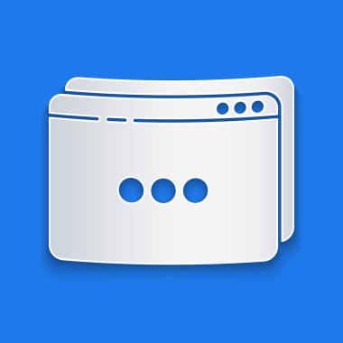 Kağıt kesimi web sitesi şablon simgesi mavi arkaplanda izole edildi. İnternet iletişim protokolü. Kağıt sanatı tarzı. Vektör İllüstrasyonu