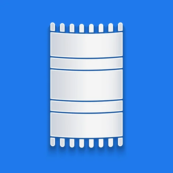 Papiergeschnittenes Strandtuch Symbol Isoliert Auf Blauem Hintergrund Papierkunst Vektorillustration — Stockvektor
