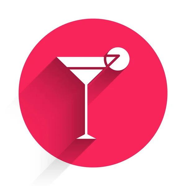 White Martini Glass Icon Isolated Long Shadow Cocktail Icon Wine — Stock Vector