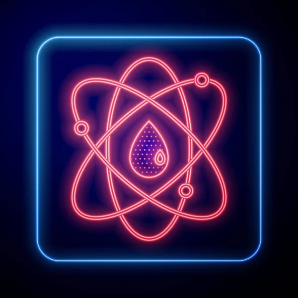 Parlayan Neon Atom Simgesi Mavi Arkaplanda Izole Edildi Bilimin Eğitimin — Stok Vektör