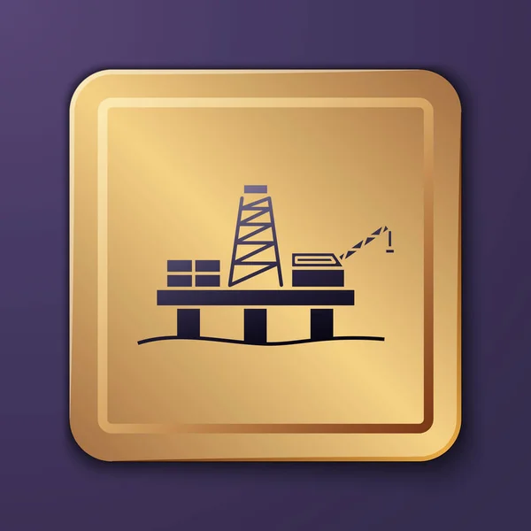 Plataforma Purple Oil Icono Del Mar Aislado Sobre Fondo Púrpura — Vector de stock