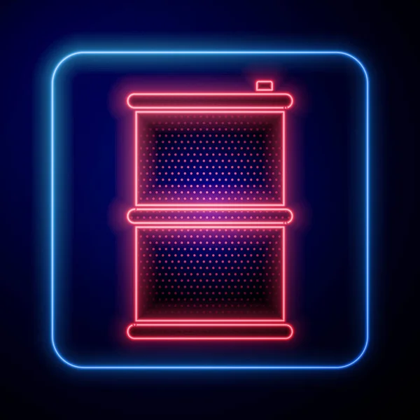 Leuchtende Neon Barrel Ikone Isoliert Auf Blauem Hintergrund Vektorillustration — Stockvektor