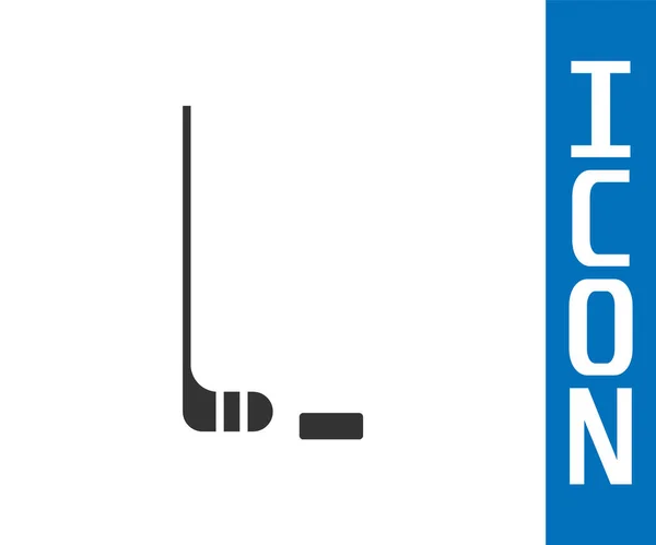 Grijze Ijshockeystick Puck Icoon Geïsoleerd Witte Achtergrond Vector Illustratie — Stockvector