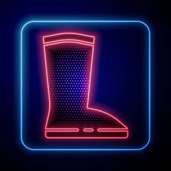 Zářící Neon Vodotěsné Gumové Boty Ikona Izolované Modrém Pozadí Žvýkačky — Stockový vektor