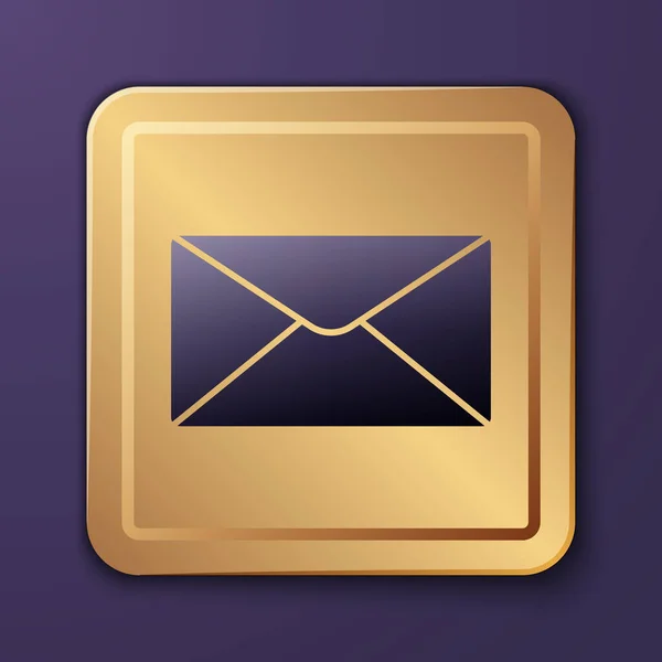 Paarse Envelop Pictogram Geïsoleerd Paarse Achtergrond Mailbericht Letter Symbool Gouden — Stockvector