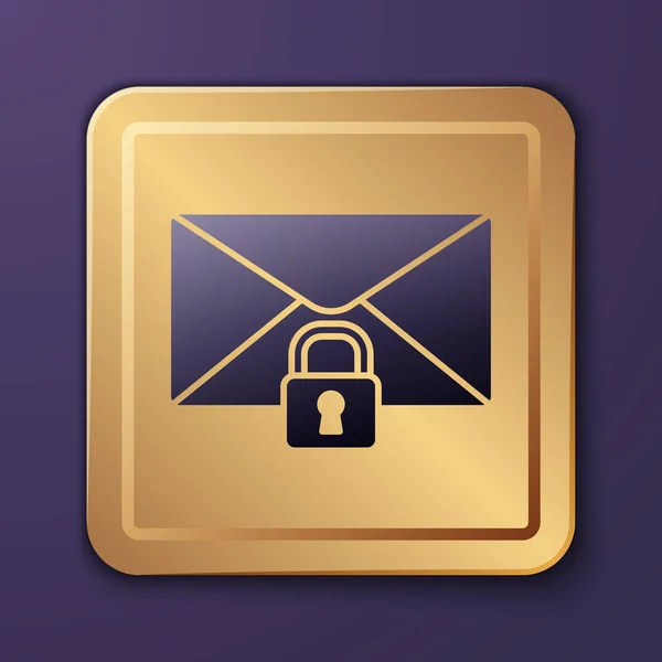 Lila Mail Sperre Passwort Symbol Isoliert Auf Lila Hintergrund Umschlag — Stockvektor