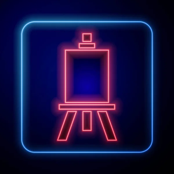 Glowing Neon Wood Easel 페인팅 아이콘은 배경에 사기적 — 스톡 벡터