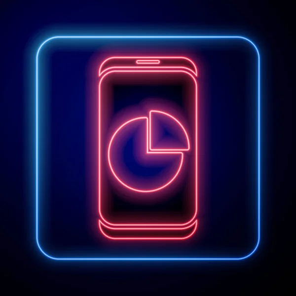 Lumineux Néon Téléphone Portable Avec Graphique Icône Isolée Sur Fond — Image vectorielle