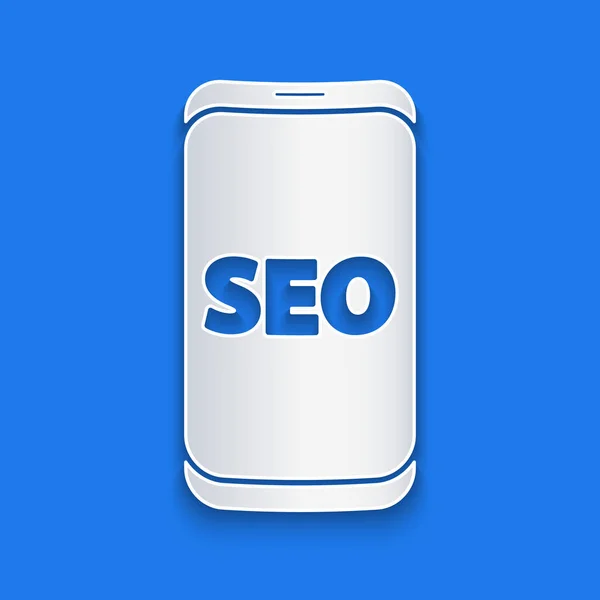 Corte Papel Icono Concepto Optimización Seo Para Teléfonos Móviles Aislado — Vector de stock