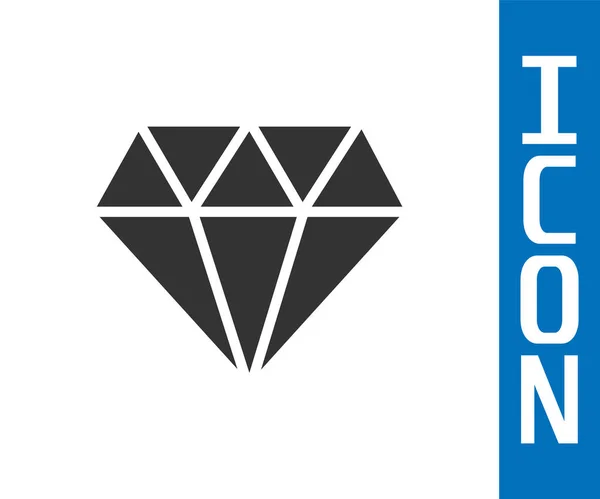 Ikona Grey Diamond Odizolowana Białym Tle Symbol Biżuterii Kamień Szlachetny — Wektor stockowy