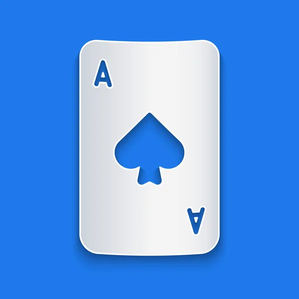 Corte Papel Playing Card Spades Symbol Icon Isolated Blue Background — Vetor de Stock