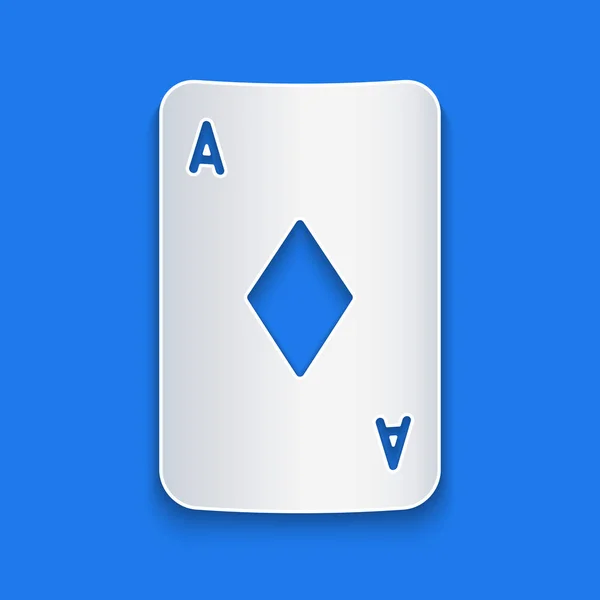 Corte Papel Playing Card Diamonds Symbol Icon Isolated Blue Background — Vetor de Stock