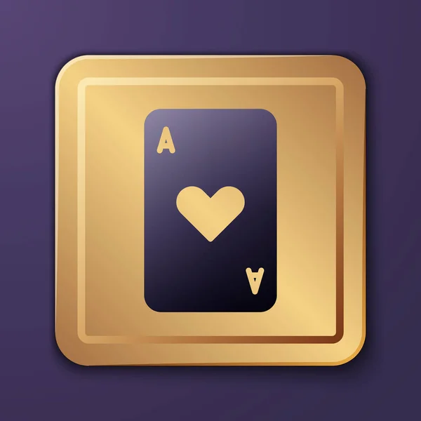 Purple Playing Card Com Ícone Símbolo Coração Isolado Fundo Roxo —  Vetores de Stock