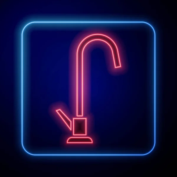 Świecący Neon Ikona Wodociągowa Izolowana Niebieskim Tle Ilustracja Wektora — Wektor stockowy