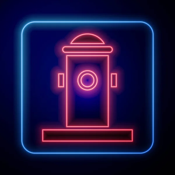 Glödande Neon Fire Brandpost Ikon Isolerad Blå Bakgrund Vektor Illustration — Stock vektor