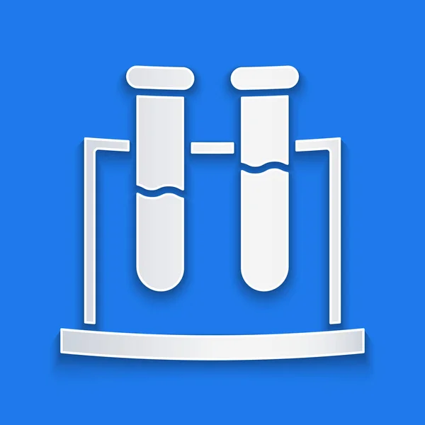 Paper Cut Test Tube Flask Chemical Laboratory Test Icon Isolated — Stock Vector