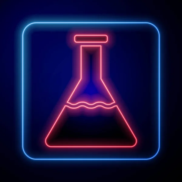 Светящаяся Неоновая Пробирка Значок Лабораторного Химического Теста Фляжки Выделены Синем — стоковый вектор