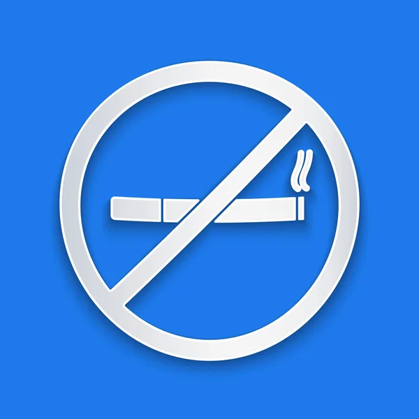 Pappersklipp Rökning Ikon Isolerad Blå Bakgrund Cigarettsymbol Papperskonst Vektor Illustration — Stock vektor